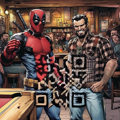 Masked Hero Bar Brawl Comic QR Code for Posters
