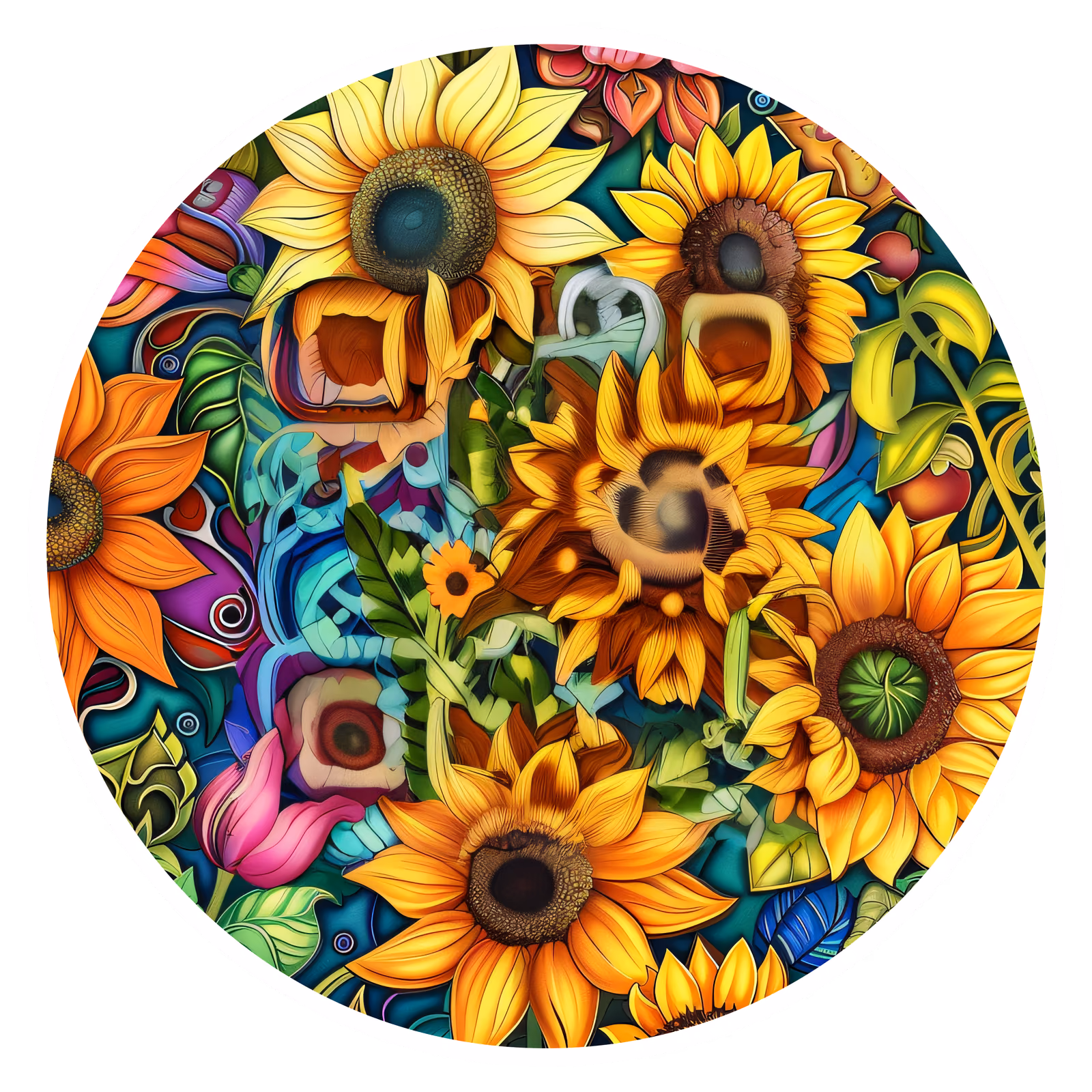 Sunflower Field Vector Illustration QR Code for Stickers — image 1