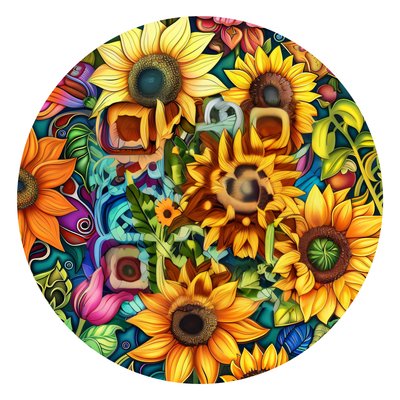 向日葵花田矢量插画二维码设计贴纸
