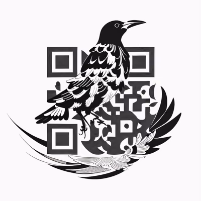 Crow Blackwork Tattoo QR Code for Temporary Tattoos — image 1