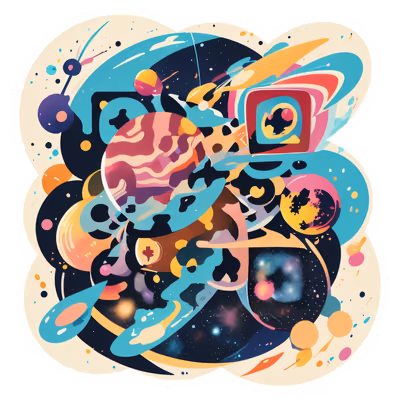 Abstract Space Planets Vector QR Code for Stickers — image 1