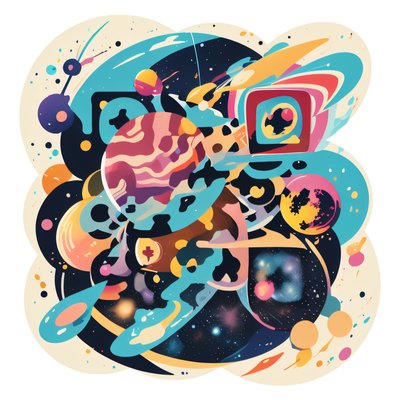 Abstract Space Planets Vector QR Code for Stickers