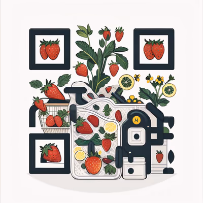 Векторный QR-код с клубничным пикником для упаковки — изображение 1