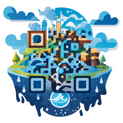 Floating Island City Vector QR Code for Stickers — image 1