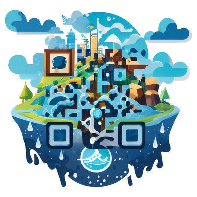 浮空岛城市矢量二维码艺术,适用于贴纸