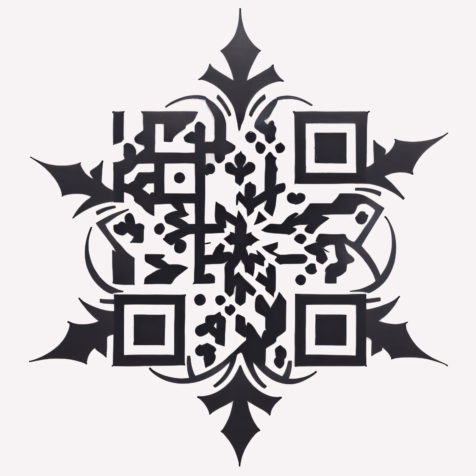 QR-код с тату-орнаментом снежинки для временных татуировок — изображение 1