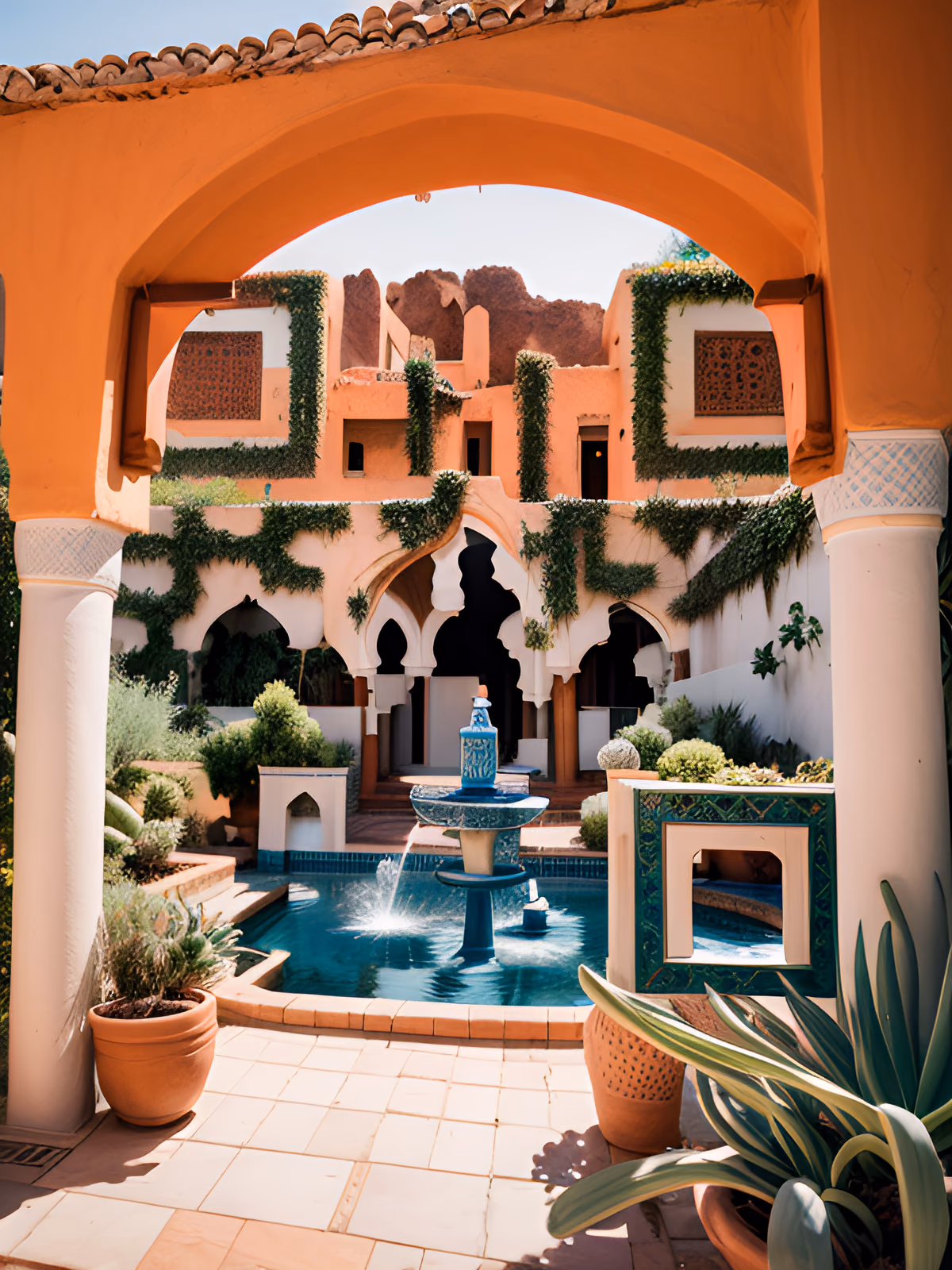 Moroccan Courtyard Fountain Photo QR Code for Posters — image 1