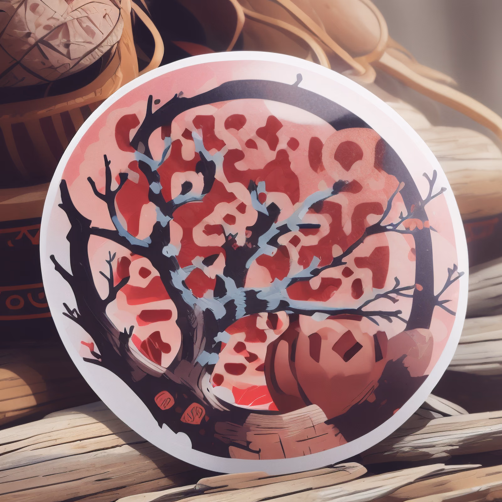 Bare Tree Round Vector Sticker QR Code for Stickers — image 1