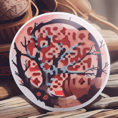Bare Tree Round Vector Sticker QR Code for Stickers — image 1