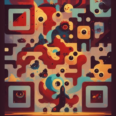 Eyeball Monsters Abstract QR Code for Posters
