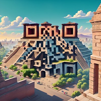 Teotihuacan Pyramid Game Art QR Code for Posters