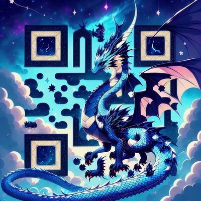 Blue Night Sky Dragon QR Code for Posters