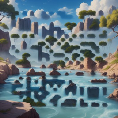 Fantasy River Rapids Digital Painting QR Code Art