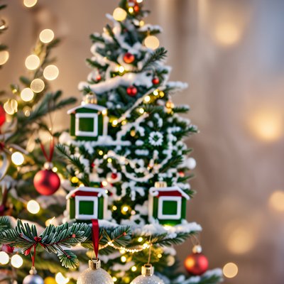 Snowy Christmas Tree Photo QR Code for Greeting Cards