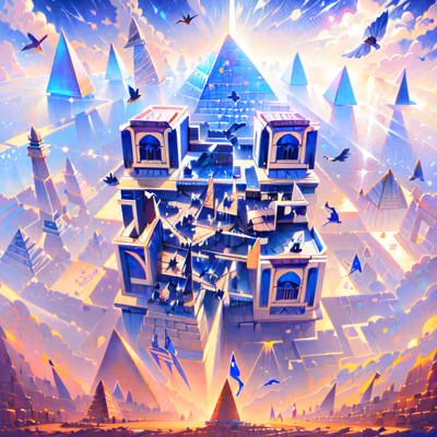 Pyramid Temple Fantasy Digital Painting QR Code for Posters — image 1