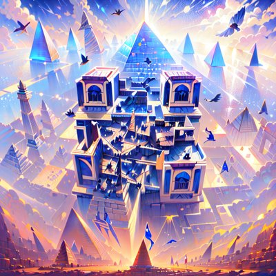 Pyramid Temple Fantasy Digital Painting QR Code for Posters