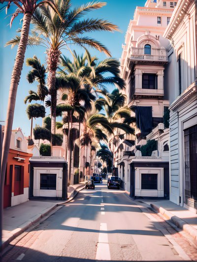 Palm Lined Avenue Film Photo QR Code for Posters