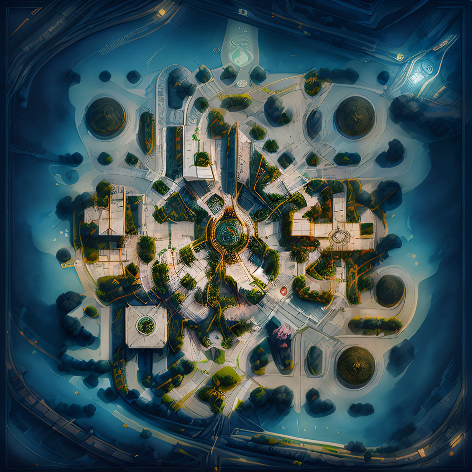 Fantasy City Map Concept Art QR Code Art — image 1