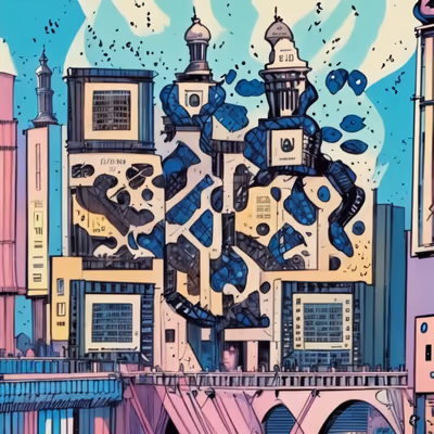 Comic Book City Skyline Building QR Code for Posters — image 1