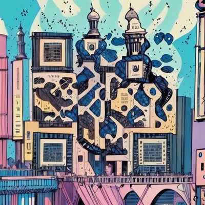 Comic Book City Skyline Building QR Code for Posters