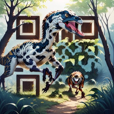 Velociraptor Thicket Gouache QR Code for Posters