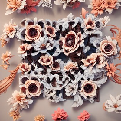 Peach Rose Floral 3D Render QR Code Art