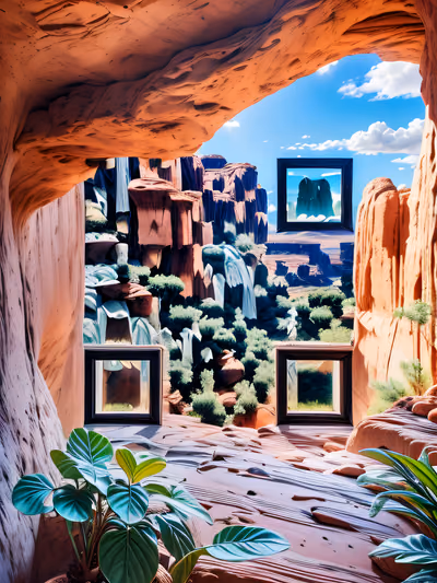 Surreal Red Rock Canyon Window QR Code Art — image 1