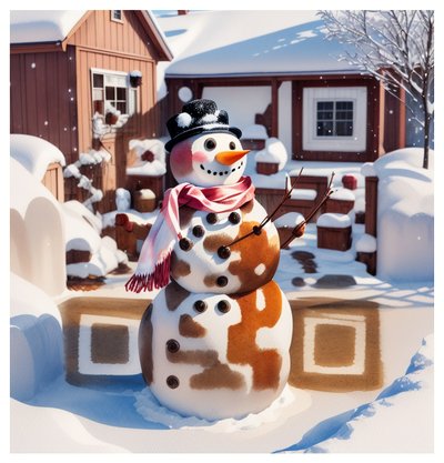 Snowman in Snowy Yard Watercolor QR Code for Greeting Cards