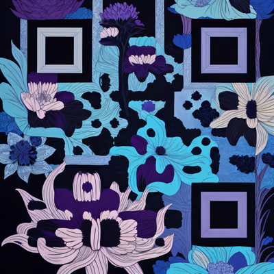 Тёмно-сине-фиолетовый цветочный узор: QR-код — изображение 1