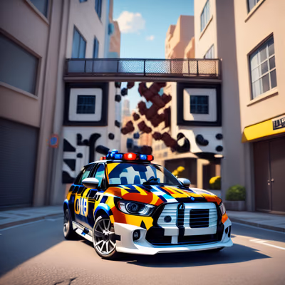 Police Car City Street 3D QR Code for Posters — image 1