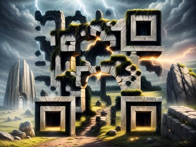 Stormy Stone Arch Matte Painting QR Code for Posters