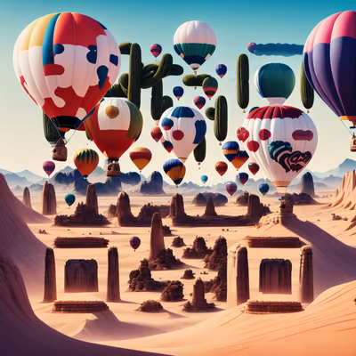 Desert Balloons Digital Painting QR Code for Posters — image 1