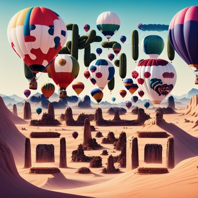 Desert Balloons Digital Painting QR Code for Posters