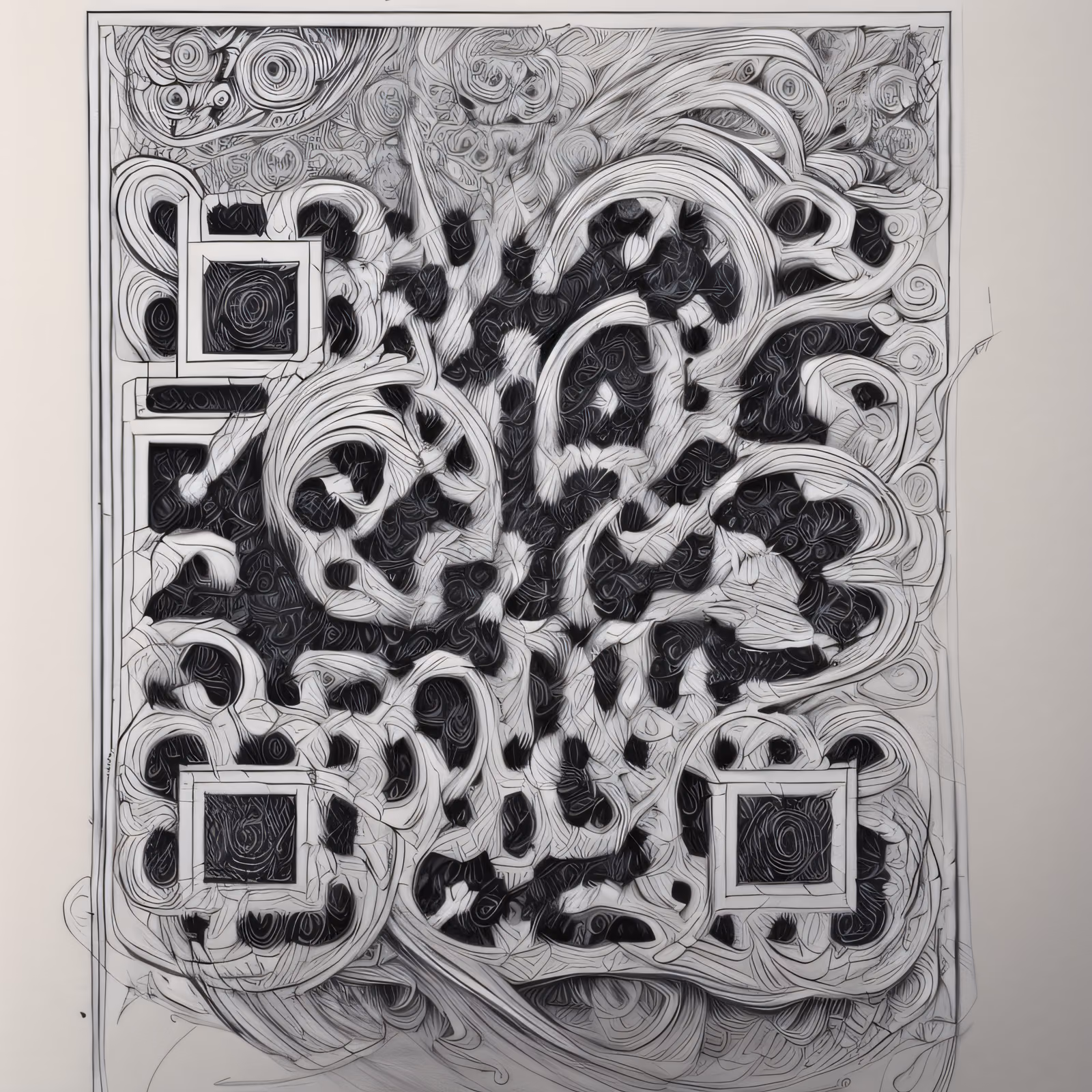Swirling Ink Zentangle QR Code Art — image 1