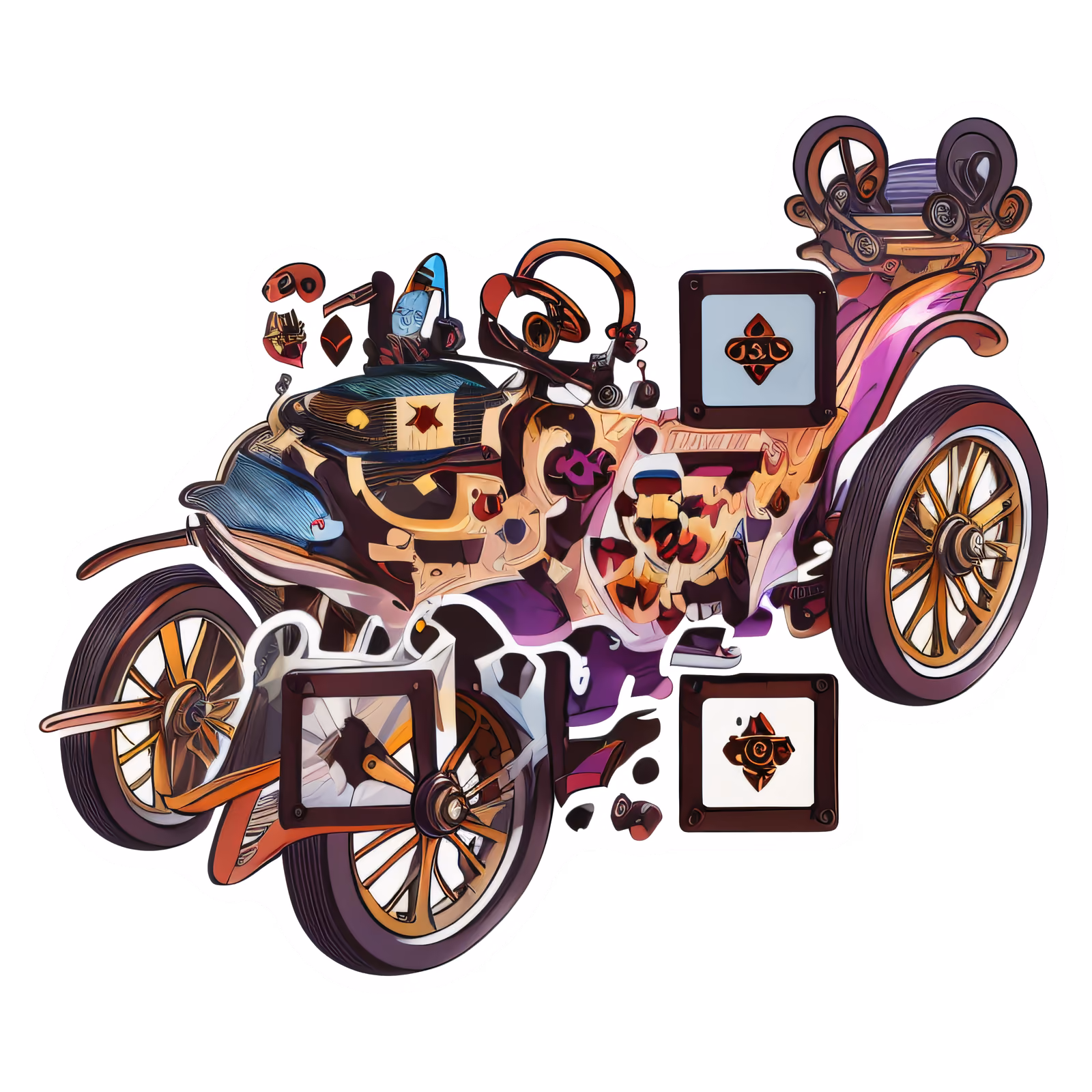 Старинная карета без лошадей: векторный QR-код для наклеек — изображение 1
