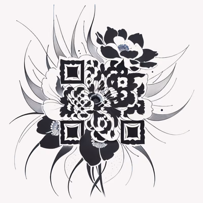 Анемоны в технике тату: QR-код для временных татуировок — изображение 1