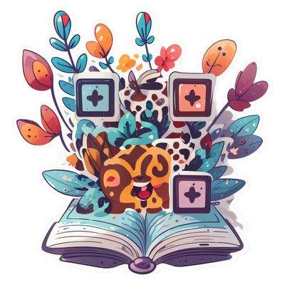 Раскрытая книга: ботанический векторный QR-код для стикеров