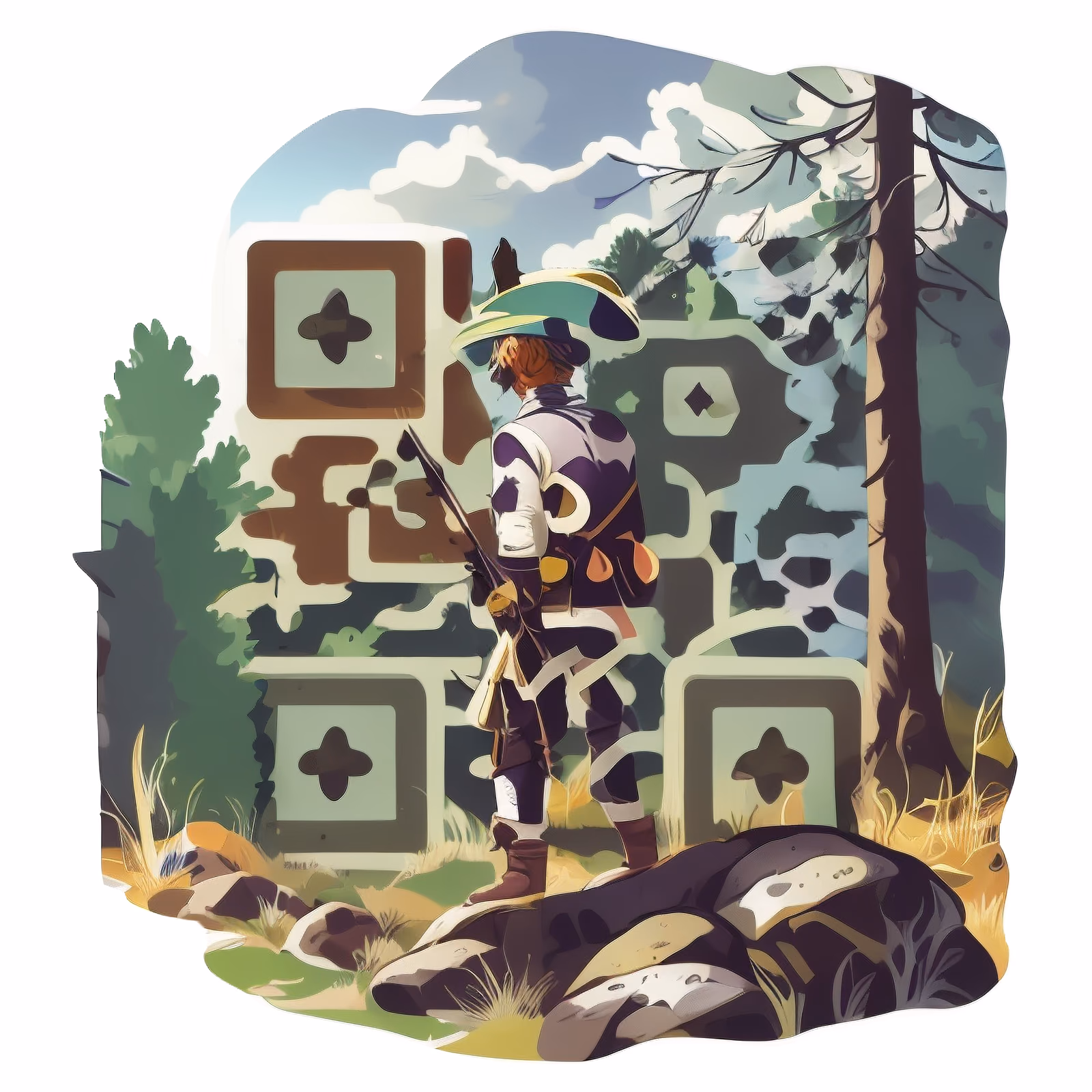 Forest Hunter Vector Sticker QR Code for Stickers — image 1