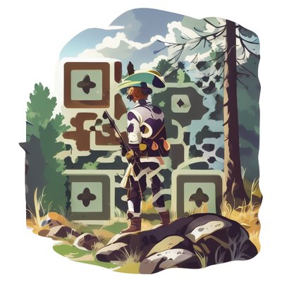 Forest Hunter Vector Sticker QR Code for Stickers