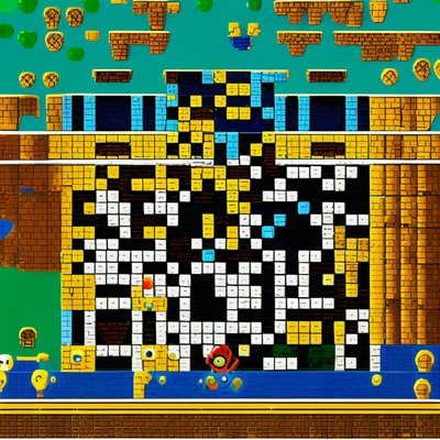 Pixel Brick Game Level QR Code for Posters