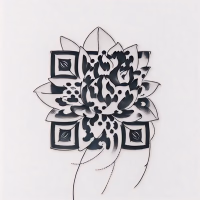 Black Ink Lotus Tattoo Tattoo Art QR Code for Temporary Tattoos — image 1