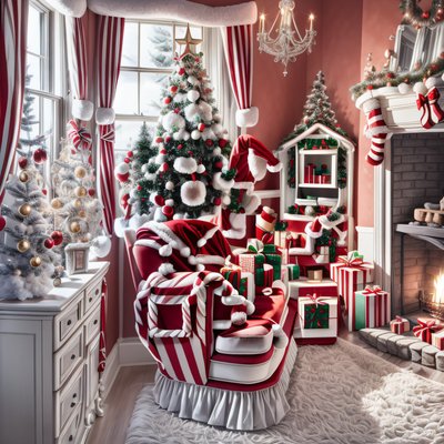 Santa's Christmas Living Room QR Code for Greeting Cards