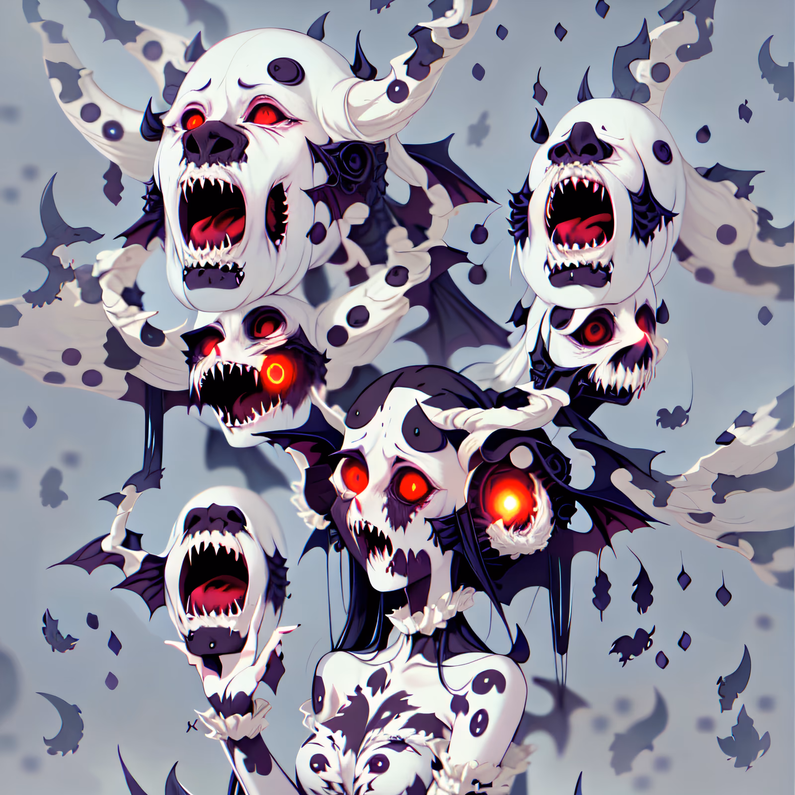 Screaming Ghost Heads Anime QR Code for Posters — image 1