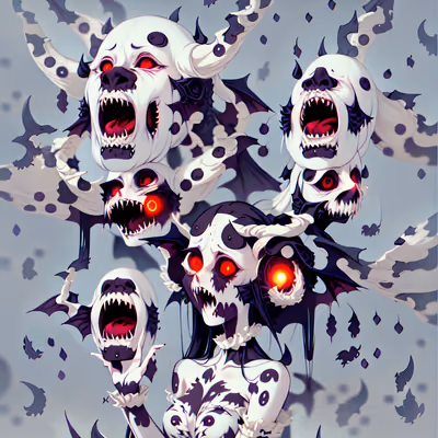Screaming Ghost Heads Anime QR Code for Posters — image 1