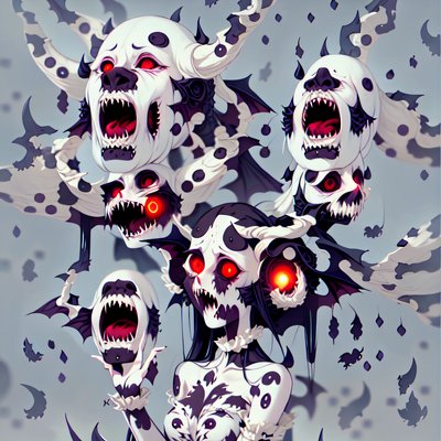 Screaming Ghost Heads Anime QR Code for Posters