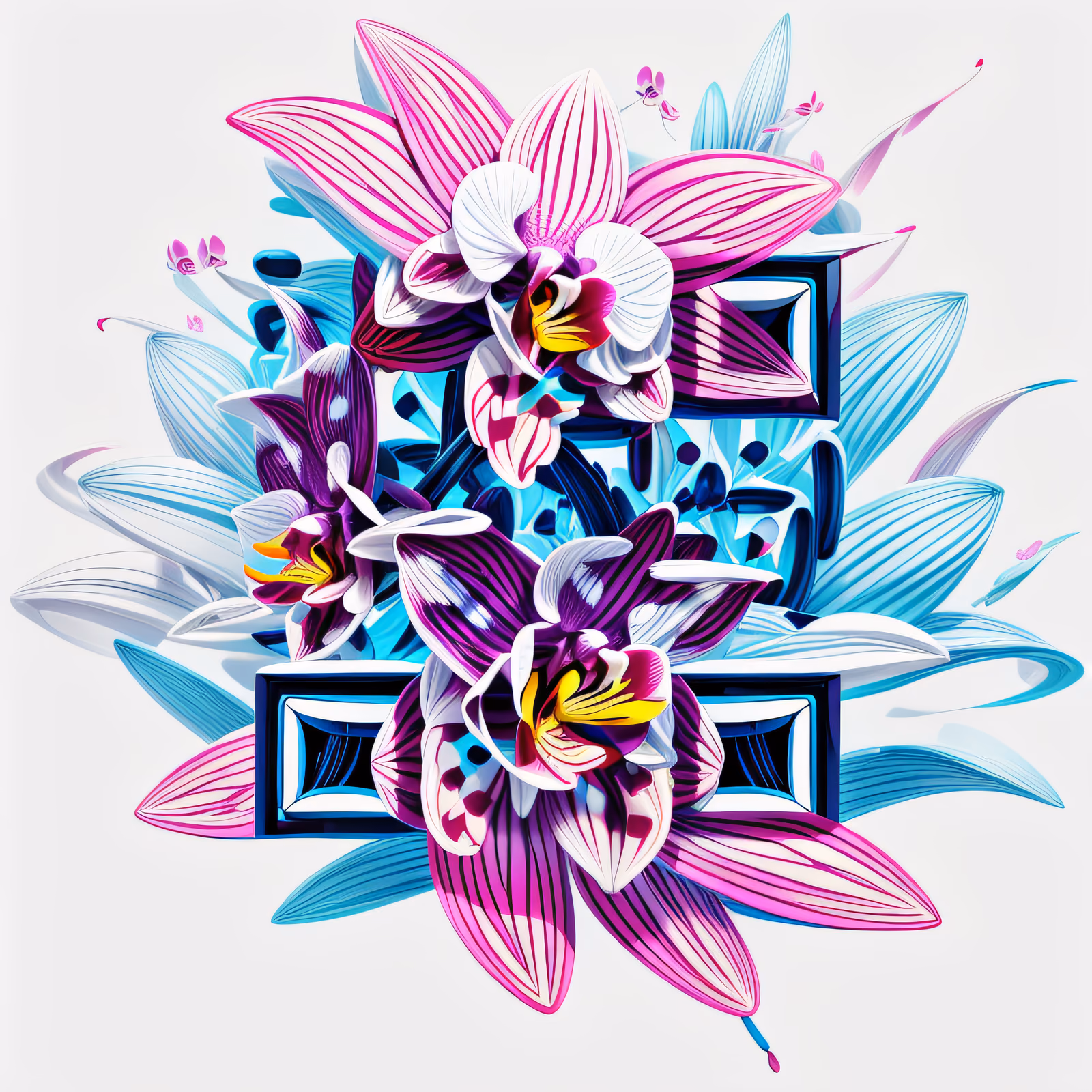 Pink Orchid Cluster Pop Art QR Code for Stickers — image 1