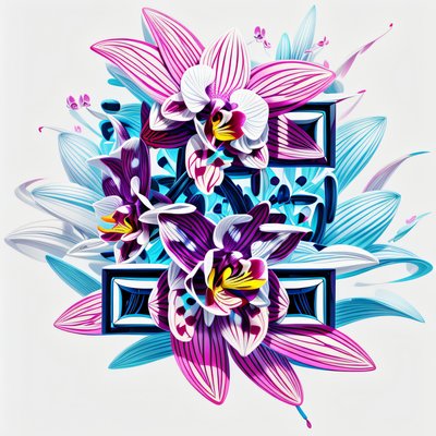 Pink Orchid Cluster Pop Art QR Code for Stickers