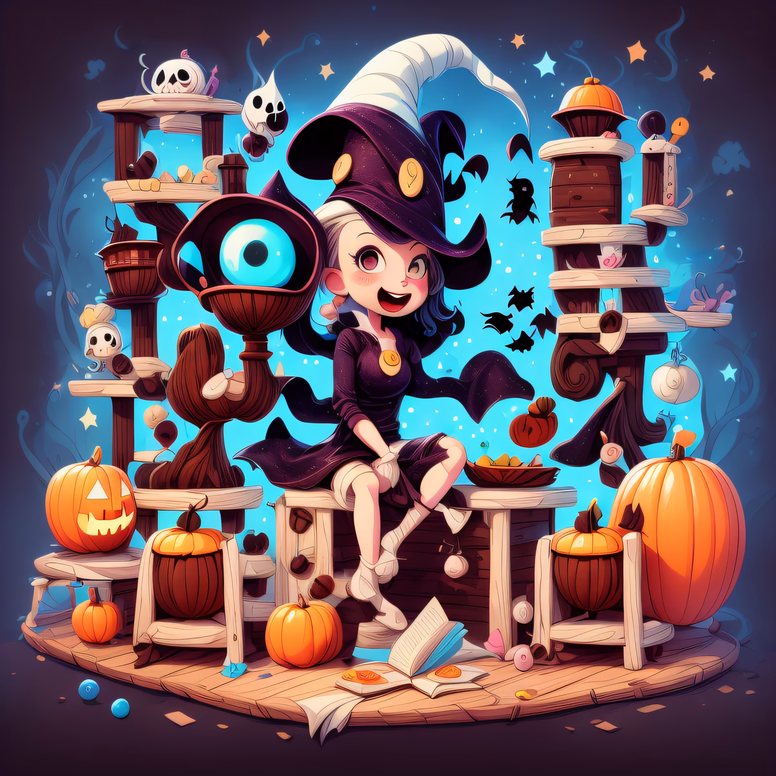 Cartoon Witch Halloween Workshop QR Code for Posters — image 1