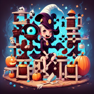 Cartoon Witch Halloween Workshop QR Code for Posters