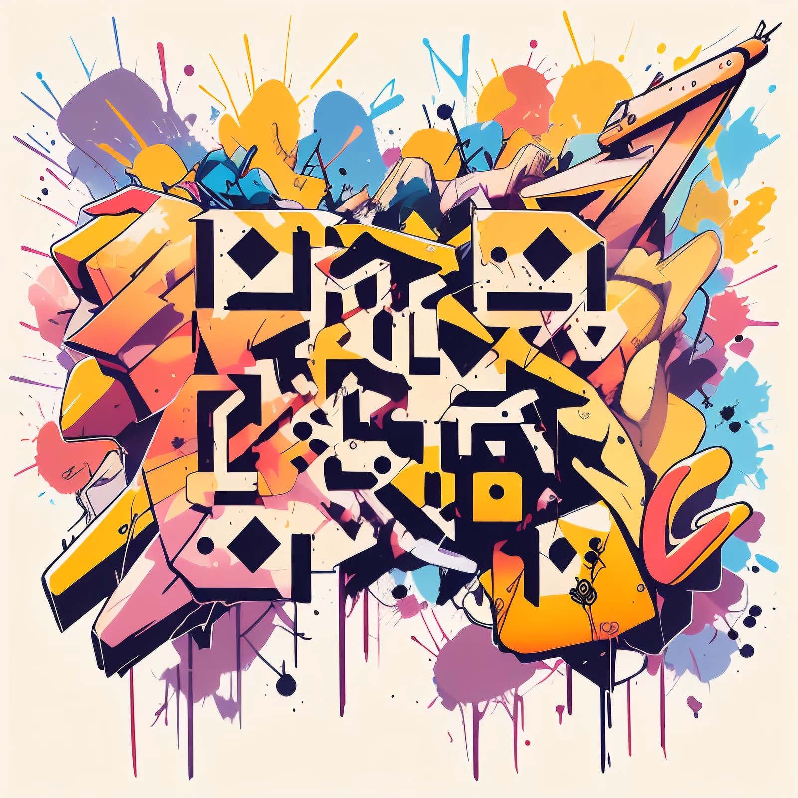 Graffiti Block Lettering Splatter QR Code for Posters — image 1